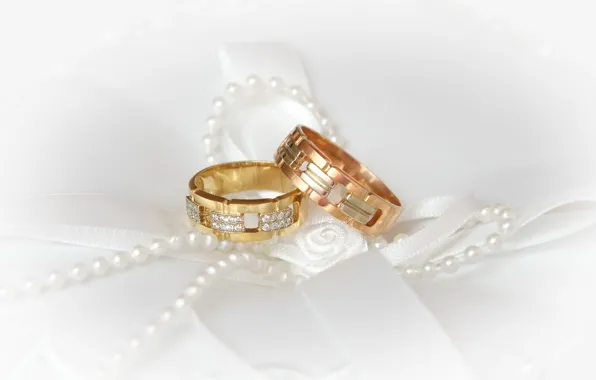 Белый, бусы, Обручальные кольца, свадьба