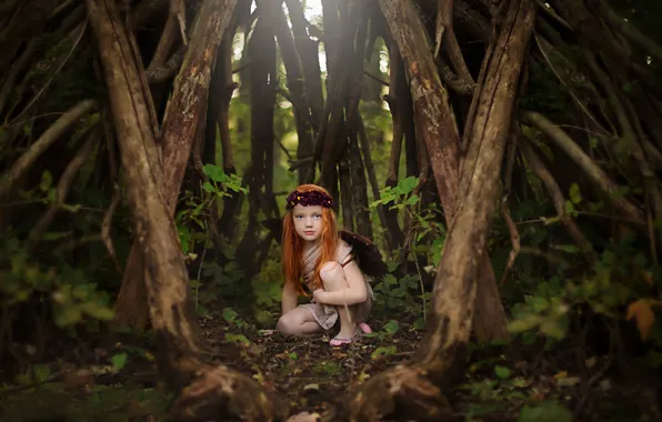 Лес, девочка, рыжеволосая, Woodland Fairy