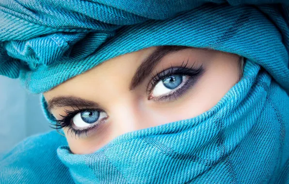 Картинка девушка, ресницы, красота, голубые глаза, паранджа