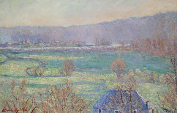 Пейзаж, картина, Бланш Моне, Blanche Hoschede-Monet, Голубой Дом на Окраине Живерни