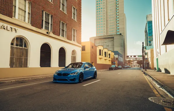 Картинка Blue, Bmw, Street, Sedan, f80, M3