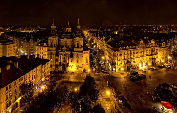 Картинка ночь, город, города, Прага, Чехия, Praga, центре, Czech Republic