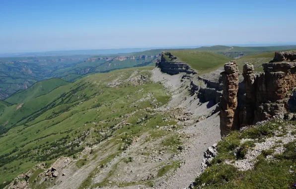 Пейзаж, горы, кавказ, плато Бермамыт