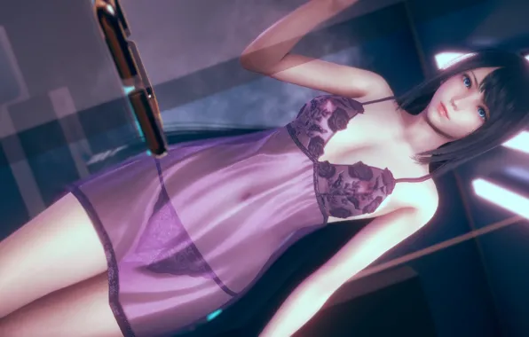 Картинка lingerie, panties, panty, brunette, handsome, breasts, long hair, attractive