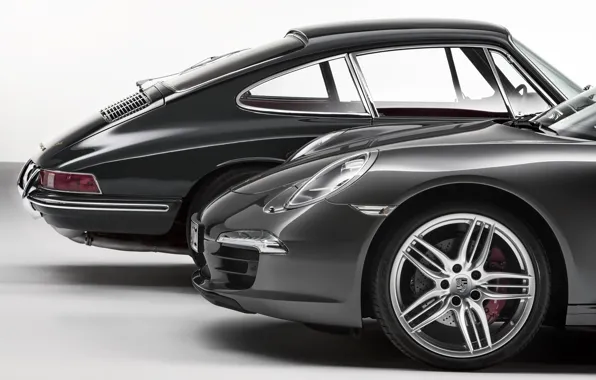 911, пара, porsche, классика, колёса, бок, 50th