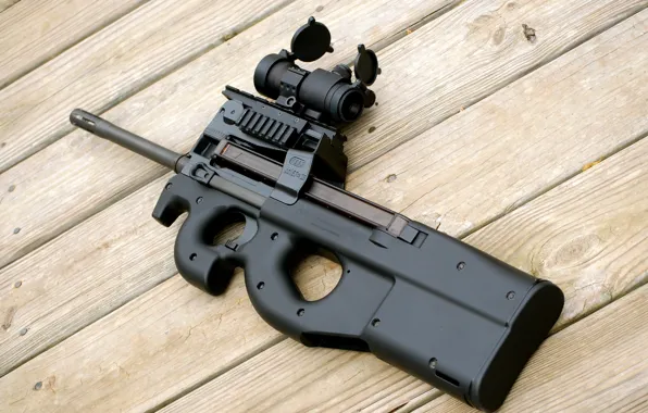 Пистолет, доски, пулемёт, PS90
