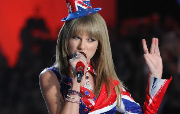 Шоу, микрофон, певица, шляпка, Taylor Swift, мода, Victoria's Secret