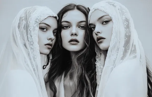 Girls, three, sisters