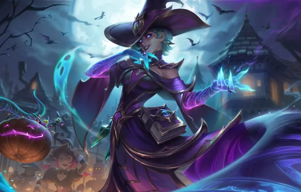 Halloween, Art, League of Legends, Cassiopeia, Skin, LoL, Bewitching
