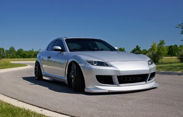 Silver, road, mazda, rx-8