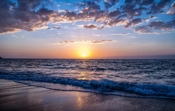 Картинка sea, sunset, clouds