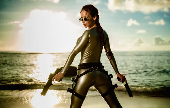 Картинка Tomb Raider, Bianca Beauchamp, beach, cosplay, latex