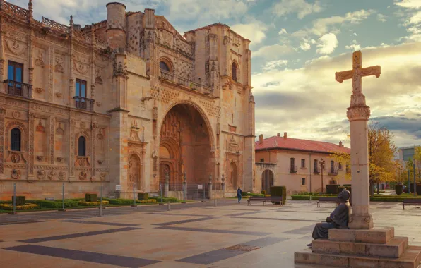 Город, Леон, Испания, Spain, Кастилия и Леон, León, Castile and León, Площадь Сан-Маркос