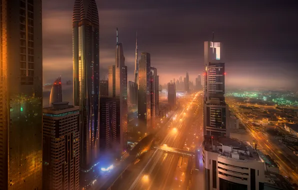Город, утро, Дубаи, ОАЭ, Арабские Эмираты