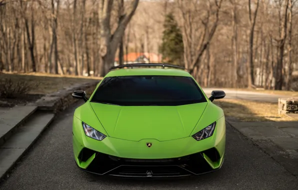 Картинка Lamborghini, Green, Front, Face, VAG, Huracan
