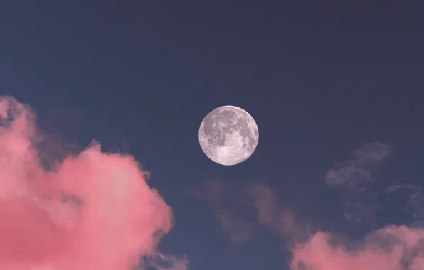 Небо, облака, луна, полнолуние