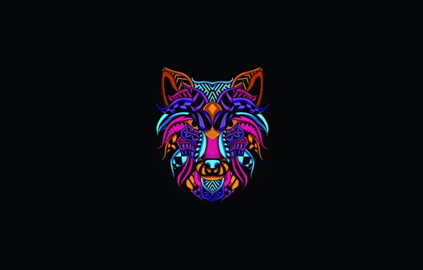 Минимализм, Неон, Стиль, Фон, Волк, Арт, Art, Abstract