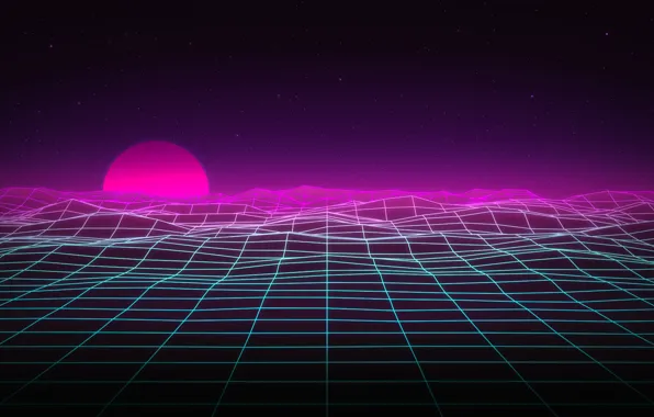 Солнце, Музыка, Космос, Фон, Neon, 80's, Synth, Retrowave