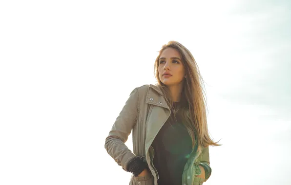 Girl, Beautiful, Eyes, Blonde, Sight, Modesty