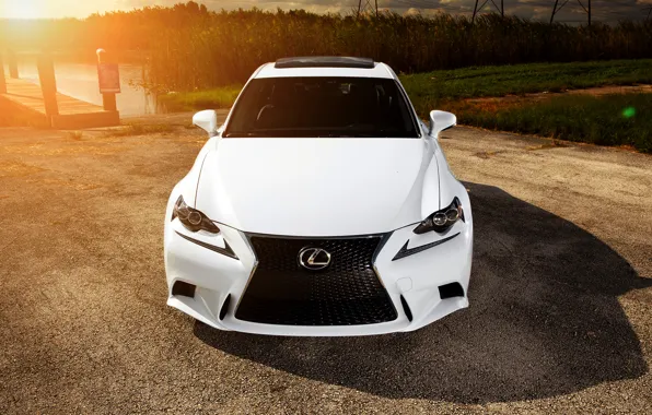 Lexus, white, front, vossen wheels, IS F-sport