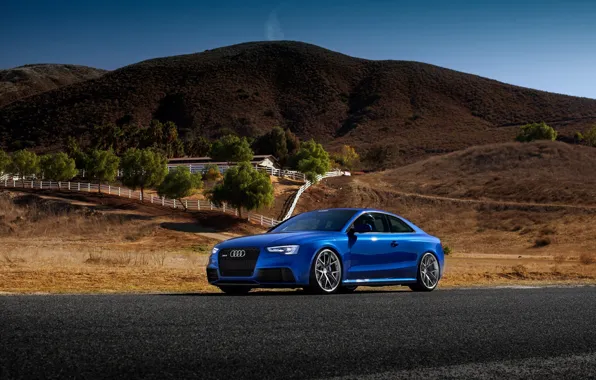 Картинка Audi, Car, Blue, RS5, Sport, Road, Wheels, Tuned