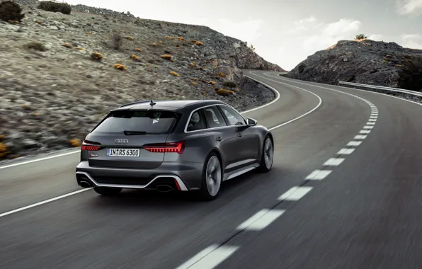 Дорога, Audi, универсал, RS 6, 2020, 2019, тёмно-серый, V8 Twin-Turbo