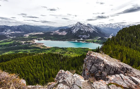 Картинка лес, горы, озеро, Канада, Alberta, Canada, Barrier Lake