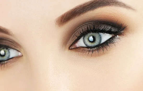 Woman, blue, eyes, makeup