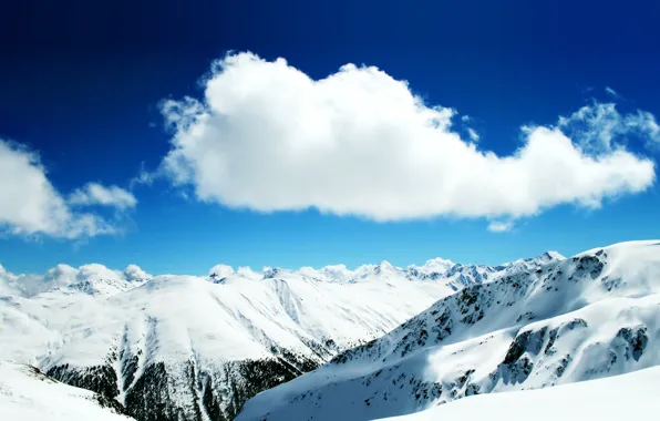 Картинка снег, горы, вершины, облако