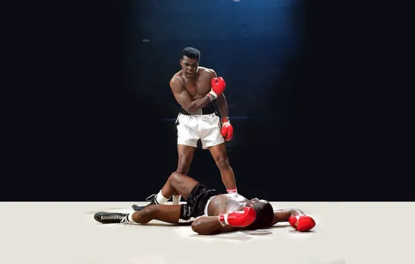Картинка свет, злость, нокаут, удар, ринг, легенда, боксёр, Мохаммед Али