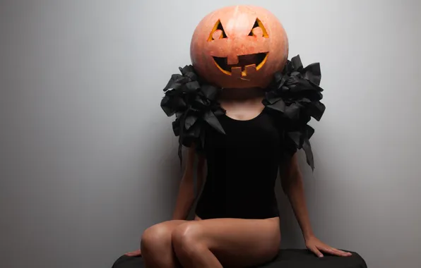 Картинка Halloween, Pumpkin, woman, costume