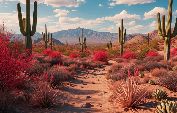 Небо, горы, обои, пустыня, арт, wallpaper, sky, desert