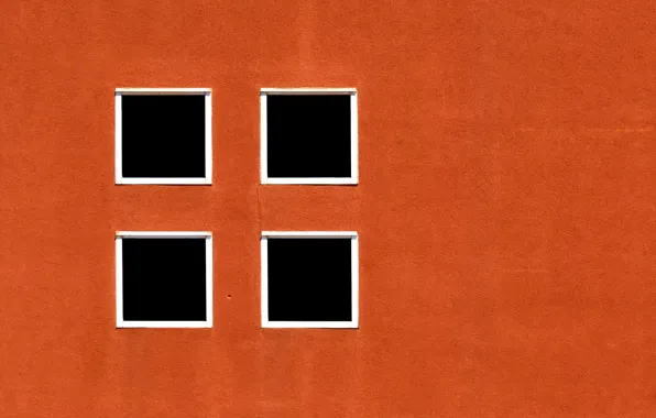 Стена, окна, оранжевая