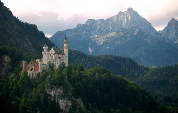 Горы, замок, Германия, Бавария, Neuschwanstein, Нойшванштайн