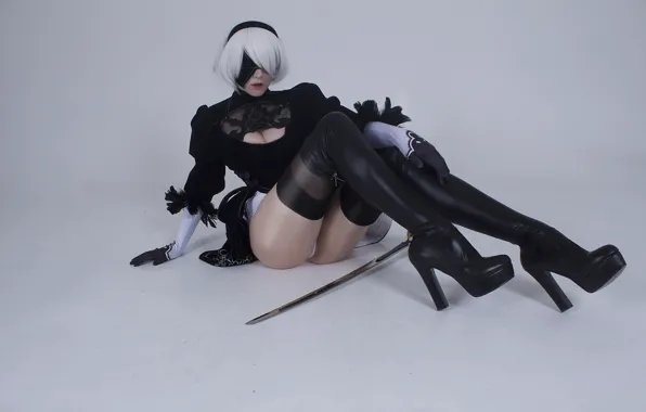Эротика, трусики, Nier, косплей, засвет, NieR Automata, Алиса Шульц, yorha no. 2 type b