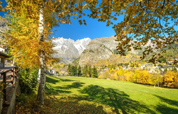 Осень, горы, Италия, Валле-д'Аоста, Курмайор