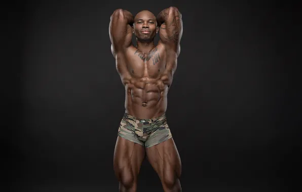 Smile, power, muscles, abs, black men