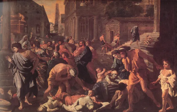 Картинка Никола Пуссен, классицизм, Чума в Ашдоде, The Plague Of Ashdod