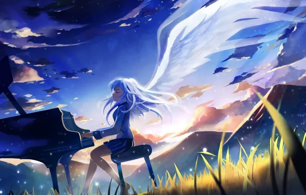 Картинка аниме, angel beats!, ангельские ритмы, kanade tachibana
