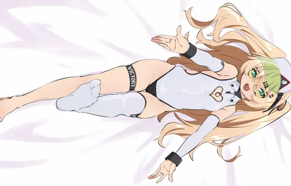 Girl, sexy, cleavage, thighhighs, long hair, legs, boobs, anime