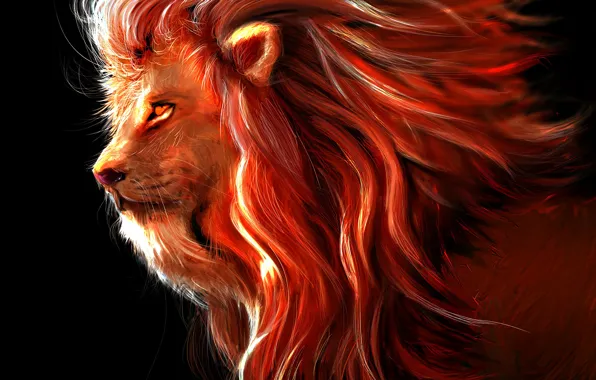 Картинка wallpaper, art, lion, predator, painting, rendering, digital art, big cat