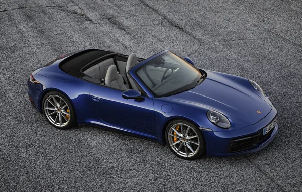 Картинка синий, фон, 911, Porsche, кабриолет, Cabriolet, Carrera 4S, 992