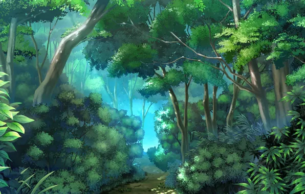Картинка деревья, тропа, Джунгли, кусты