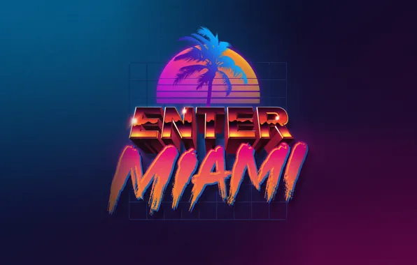 Музыка, Miami, Neon, Enter, 80's, Synth, Retrowave, Synthwave