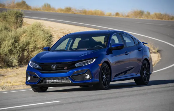 Дорога, синий, Honda, седан, Civic, 2020, 2019, Si Sedan