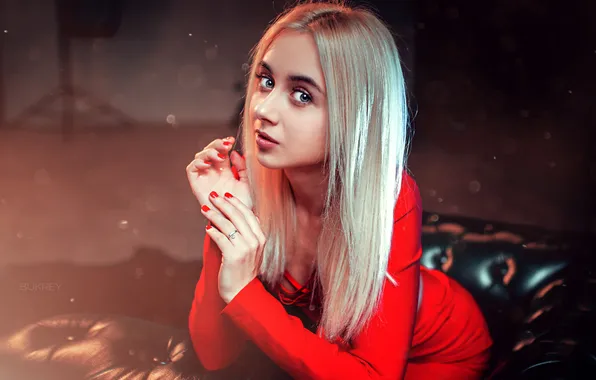 Взгляд, секси, поза, модель, портрет, руки, макияж, прическа