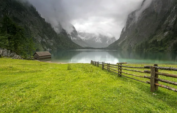 Облака, горы, озеро, Германия, Germany, Obersee