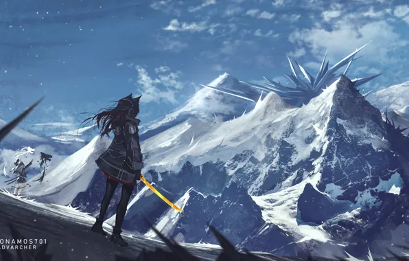 Снег, горы, лёд, Texas, Arknights, Lappland
