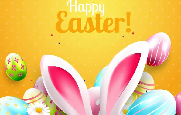 Графика, ромашки, яйца, Пасха, Easter