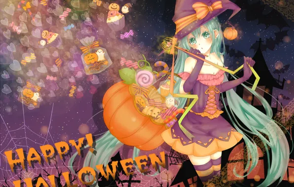 Картинка девушка, праздник, vocaloid, halloween, miku, hatsune